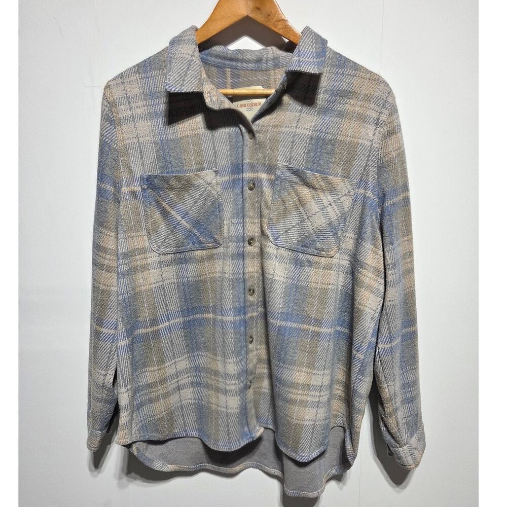 Casa Cabana Blue & Gray Plaid Woman's Shacket Size XXL